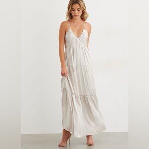 DYNAMITE Satin Tiered Maxi Dress